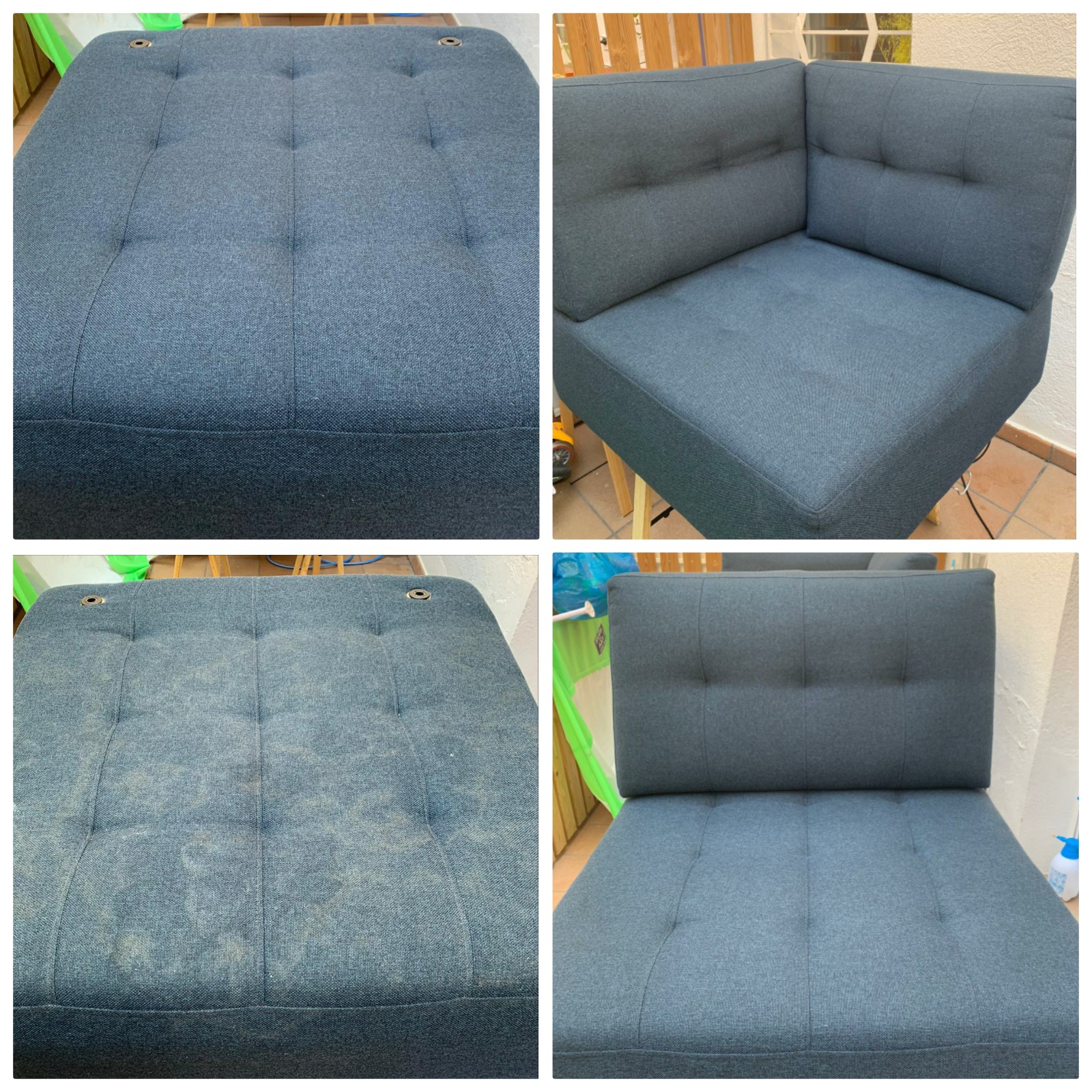 Antes y después limpieza sofá no desenfundable