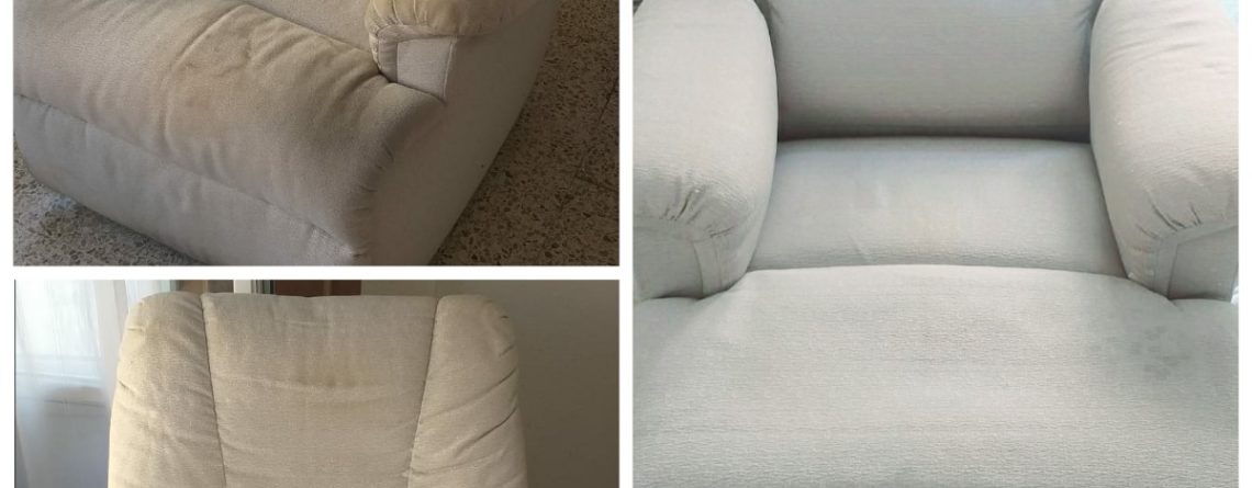 Antes y después limpieza sofá no desenfundable